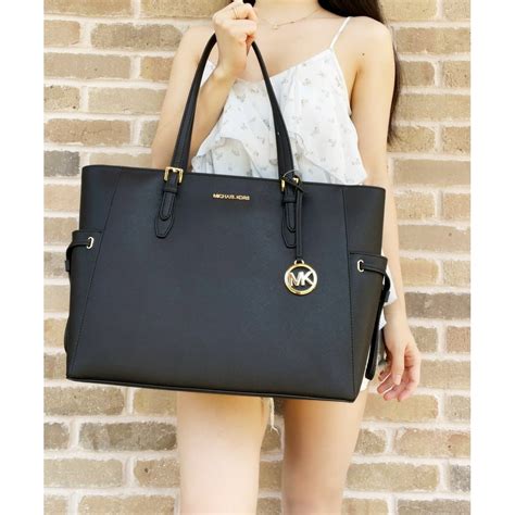 michael kors jet set chain large tote in black|Michael Kors jet set saffiano.